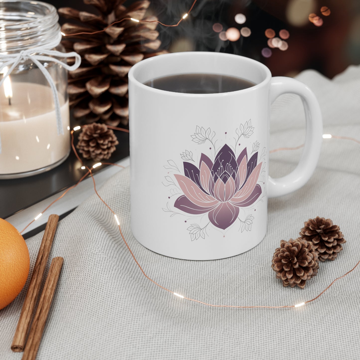 Serenidad en Cada Sorbo, Mug 11oz, Flor de Loto