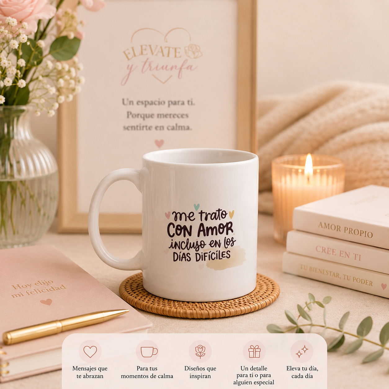 Me trato con amor incluso en los días difíciles | Taza de Cerámica Inspiradora