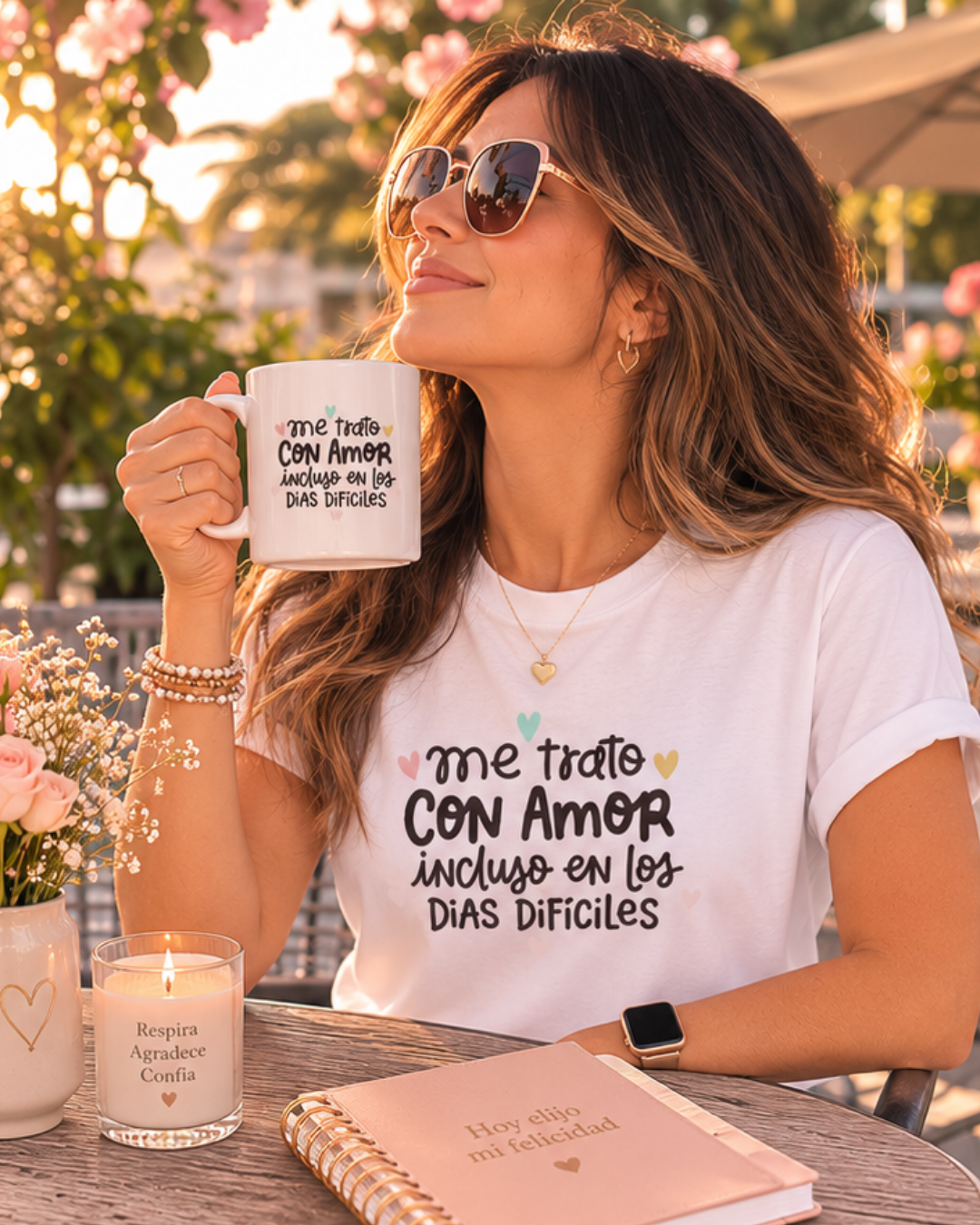 Me trato con Amor incluso en los dias Dificiles - Camiseta Inspiradora para Mujeres