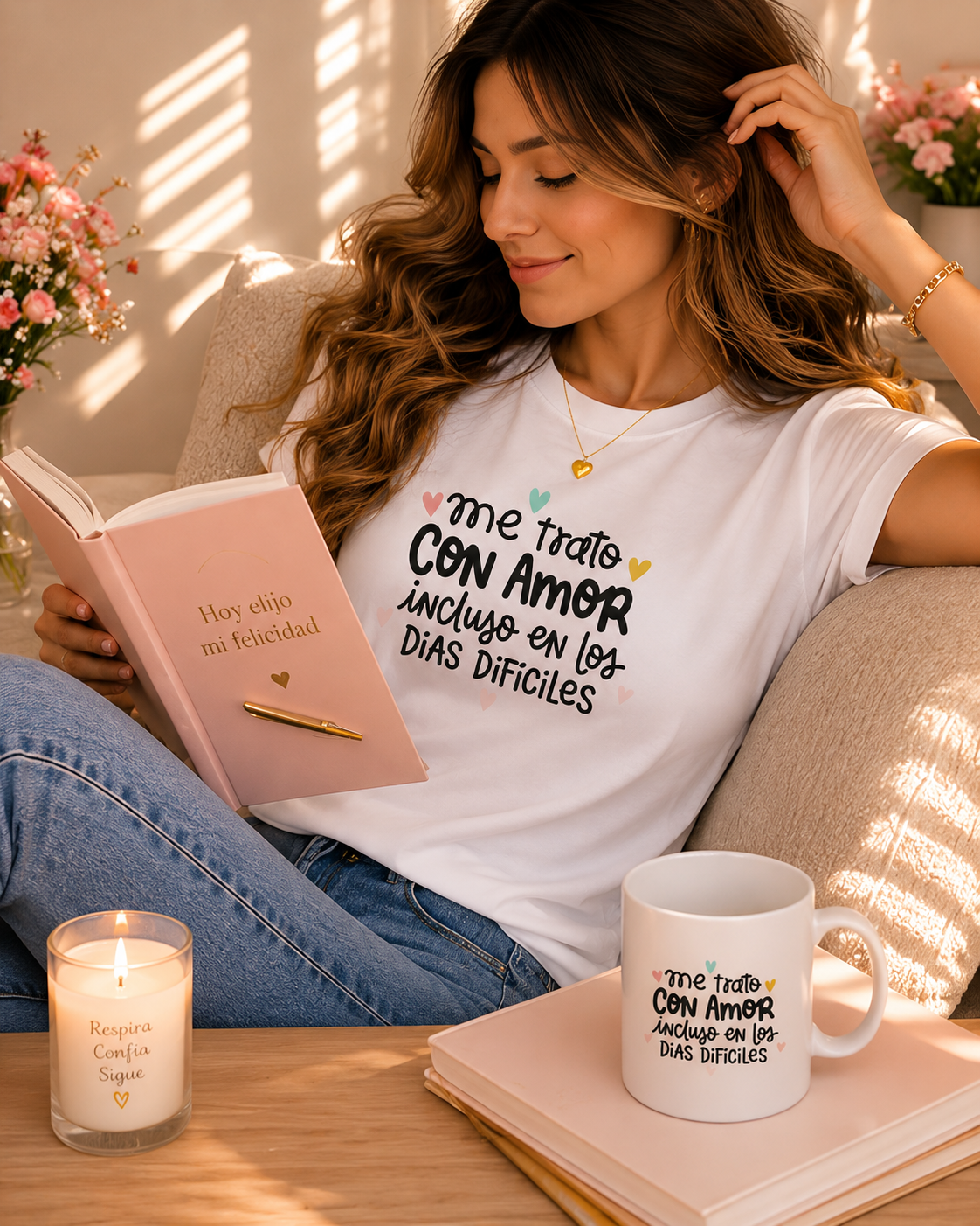 Me trato con Amor incluso en los dias Dificiles - Camiseta Inspiradora para Mujeres